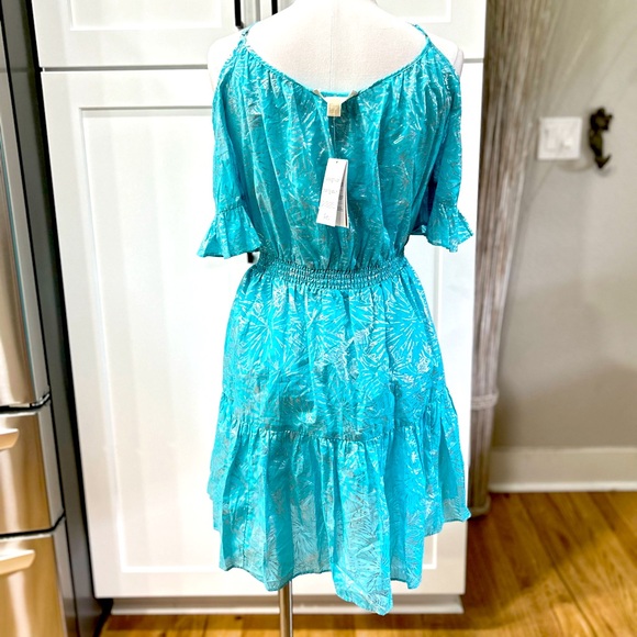 NWT Michael Kors Turgoise Blue With Silver Foil Print - Picture 6 of 9